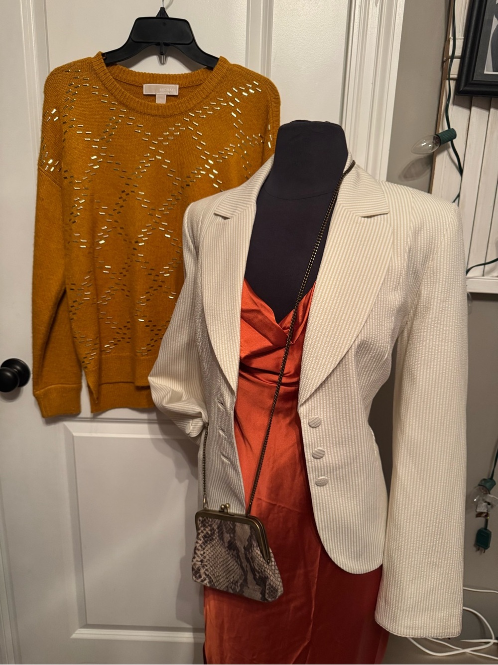 VTG Cream White Seersucker Textured Women's Blazer